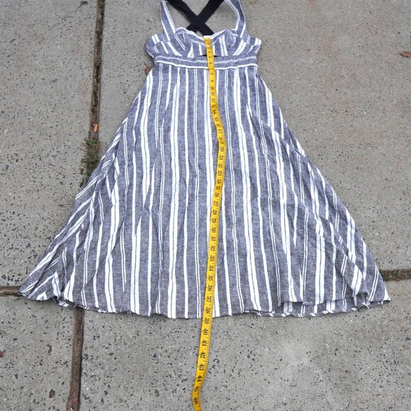 NWT BCBG MaxAzria Linen Blend Striped Cut-Out Halter Midi Dress 0 - Picture 6 of 11